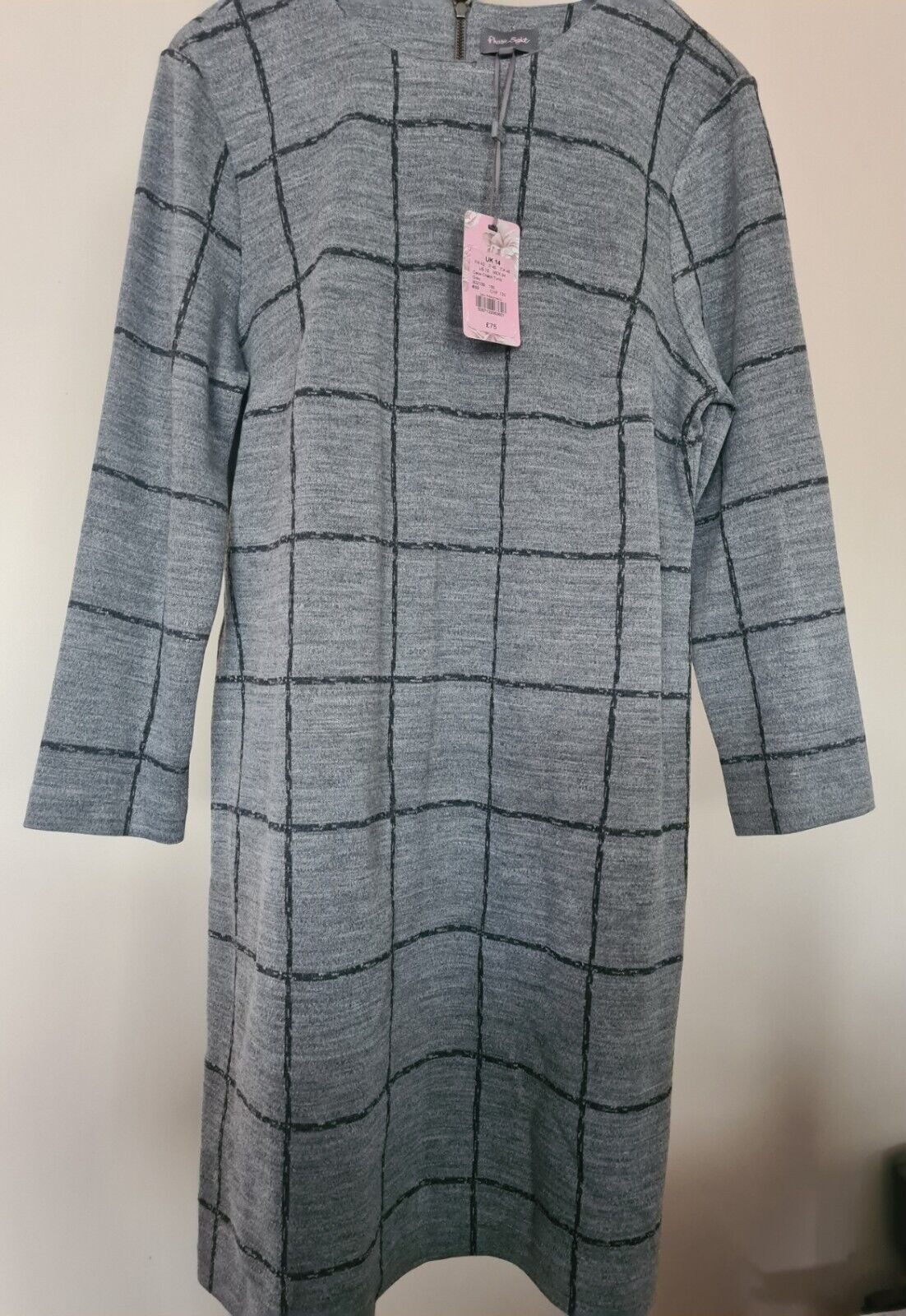 Phase Eight CeCe Grey Border Check Shift Dress/Tunic Size 14 RRP £75.00 CA1222