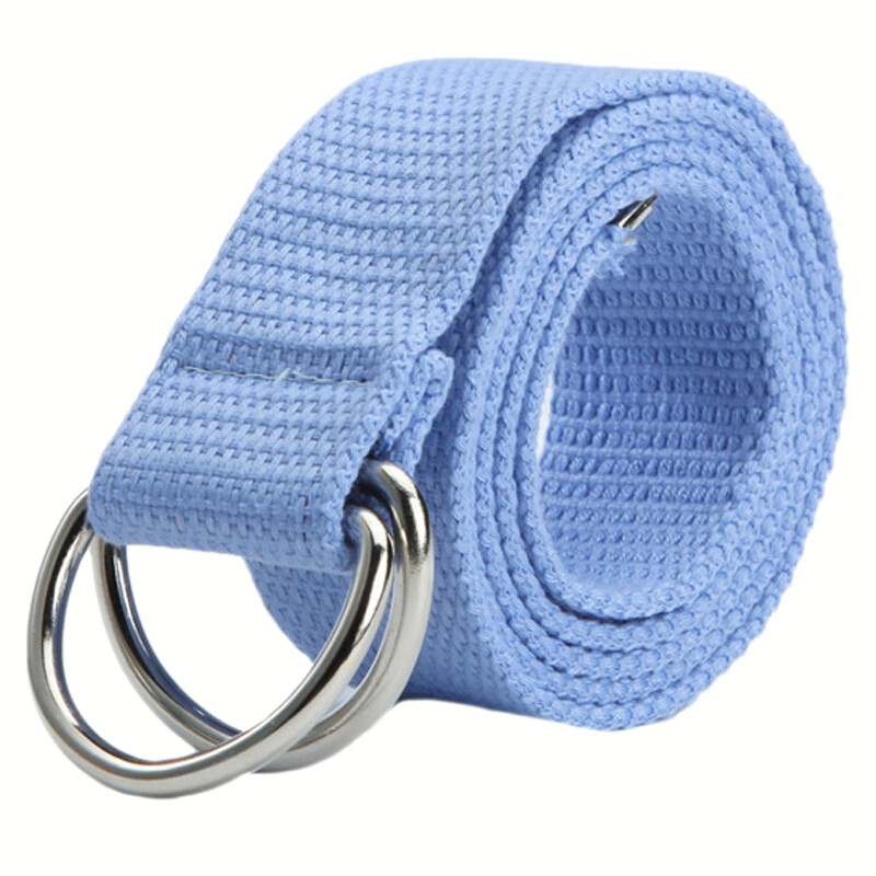 Men Women Canvas D Ring Belt Fabric Webbing Waist Belted Plain Fashion Waistband