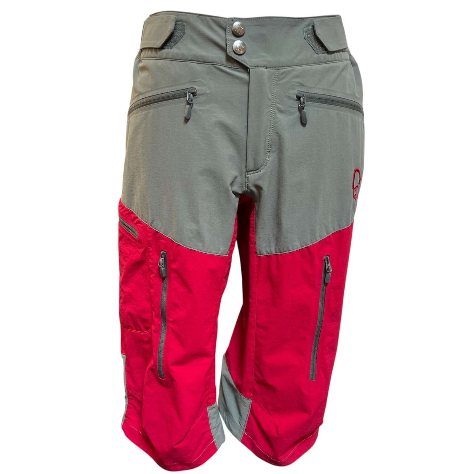 Norrøna Fjørå Flex1 Shorts Women’s Small Castor Gray Jester Red MTB GORP Hiking