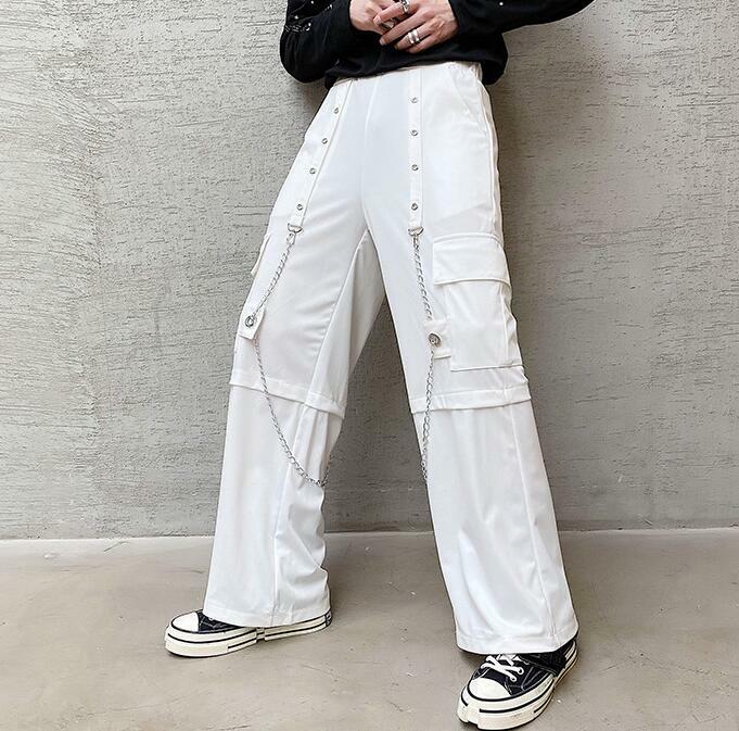 Casual Men’s Punk Harem Pants Hip Hop Rave Gothic Visual Rock Chain Trousers