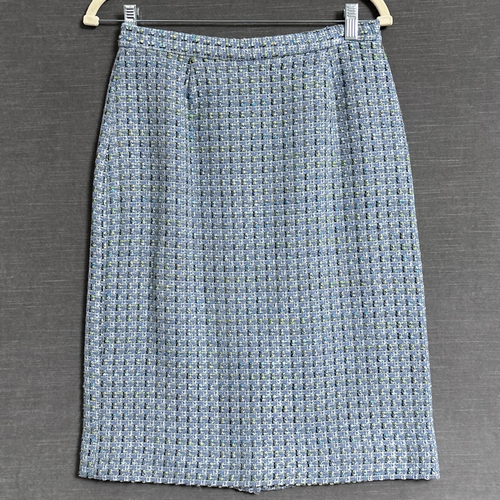 Vintage Talbots Skirt 8 Petite Blue Green Tweed 90s Preppy Career Office