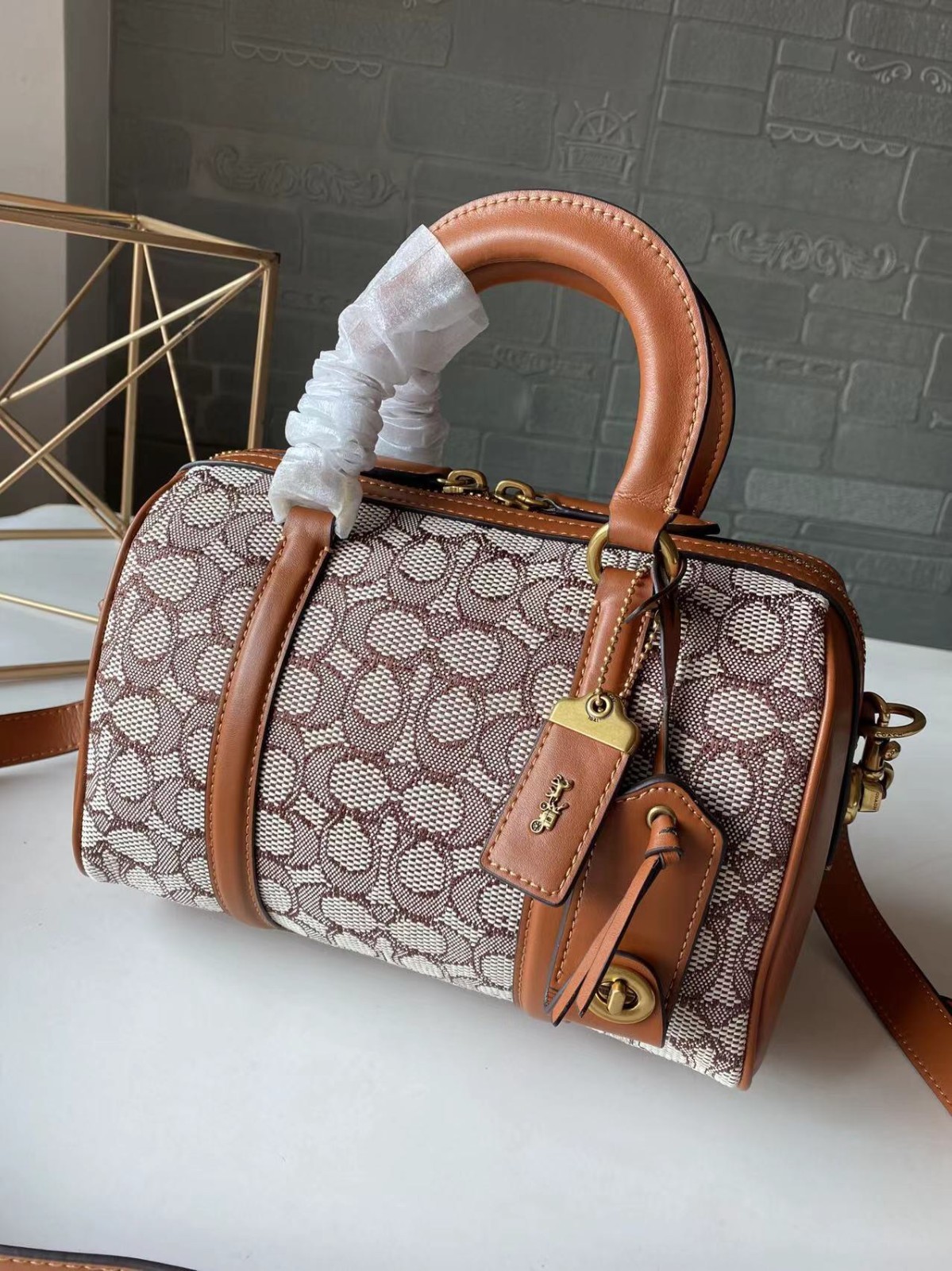 Coach Ruby Satchel 25 Signature Textile Jacquard C8529 Brown