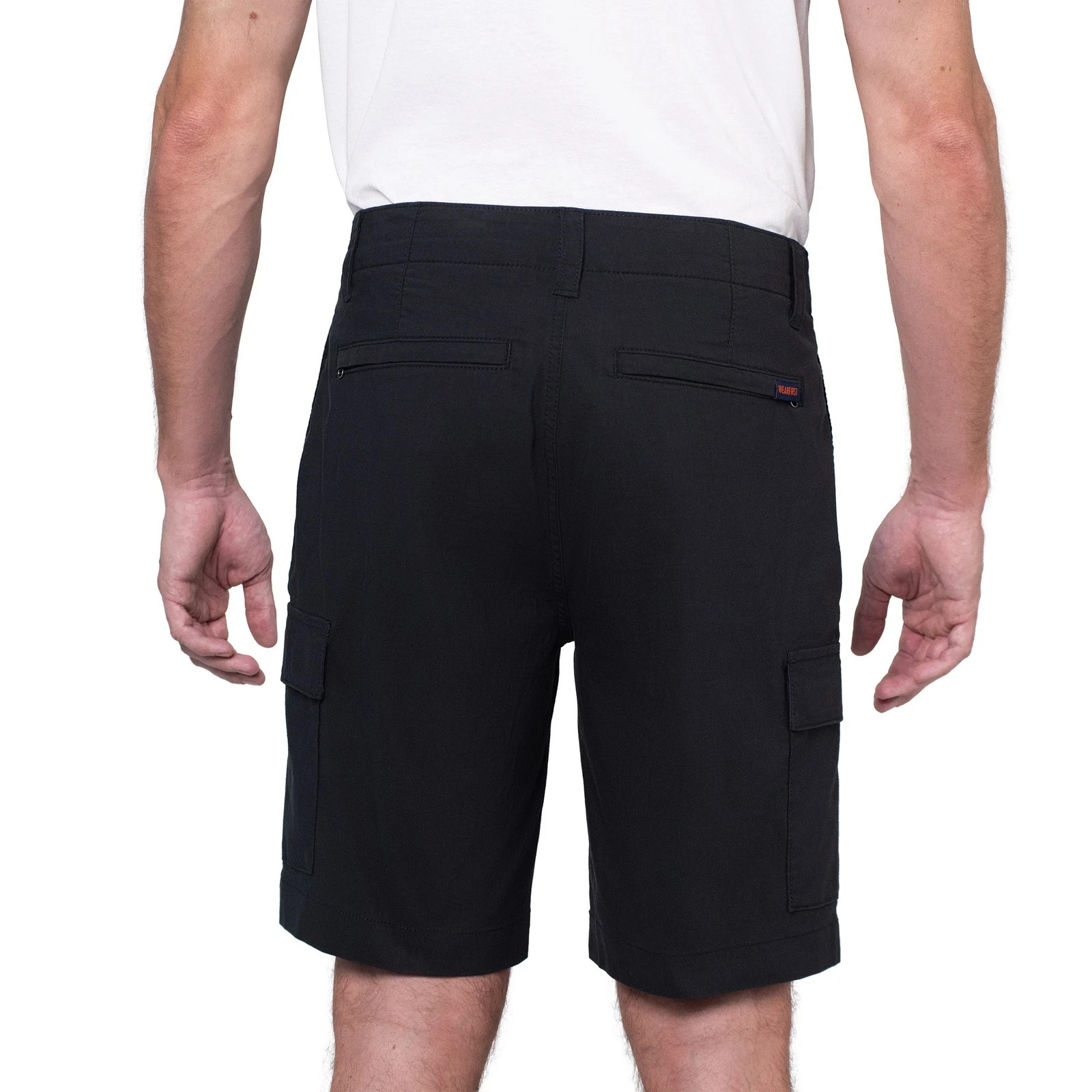 Wearfirst Men’s Classic Fit Stretch Fabric Cargo Shorts, Black, 30