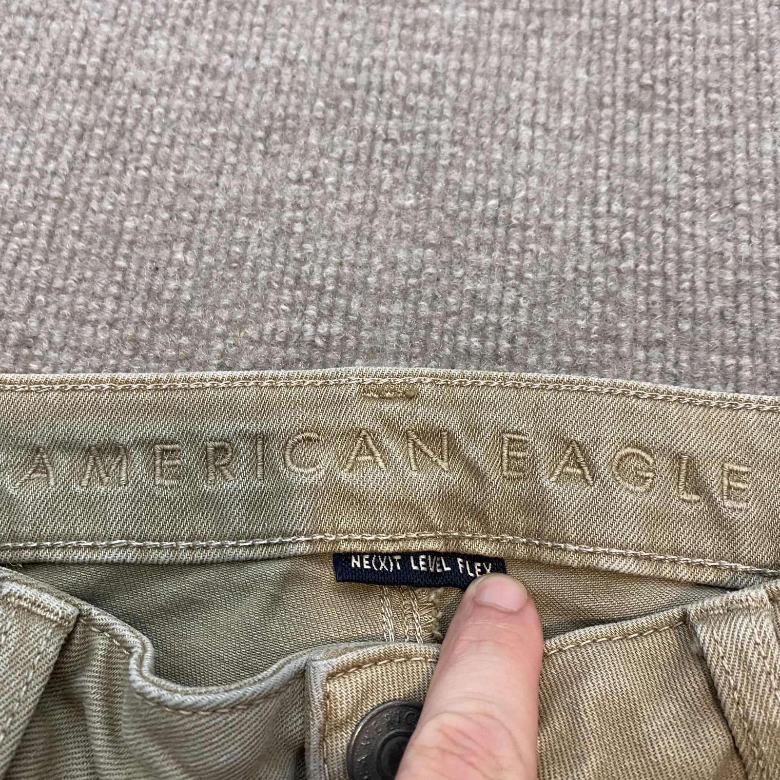 American Eagle Next Level Flex Jeans Mens 32×34 Beige Straight Stretch Denim