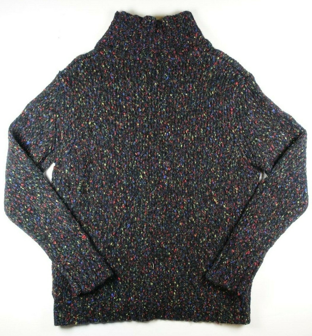 NO NATIONALITY Black Multi-Colored Chunky Knit Mock Neck Sweater NEW XL MSRP$355
