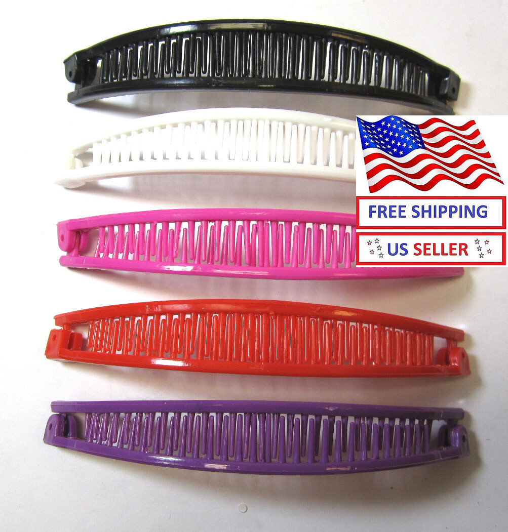 LOT OF 3 CLIPS–6″ LONG BANANA HAIR CLIP HAIR CLAWS,HAIR ACCESSORIES,PLASTIC-