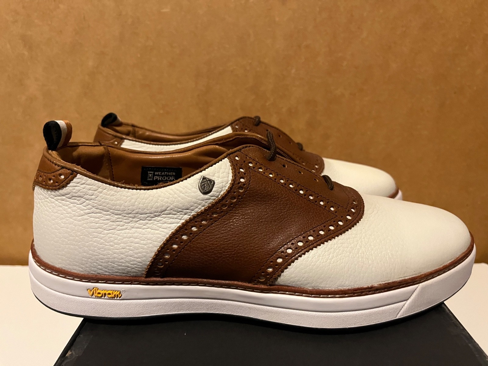 Allen Edmonds Straits Derby Saddle WATERPROOF Leather Golf Shoes sz 10 7349 USA