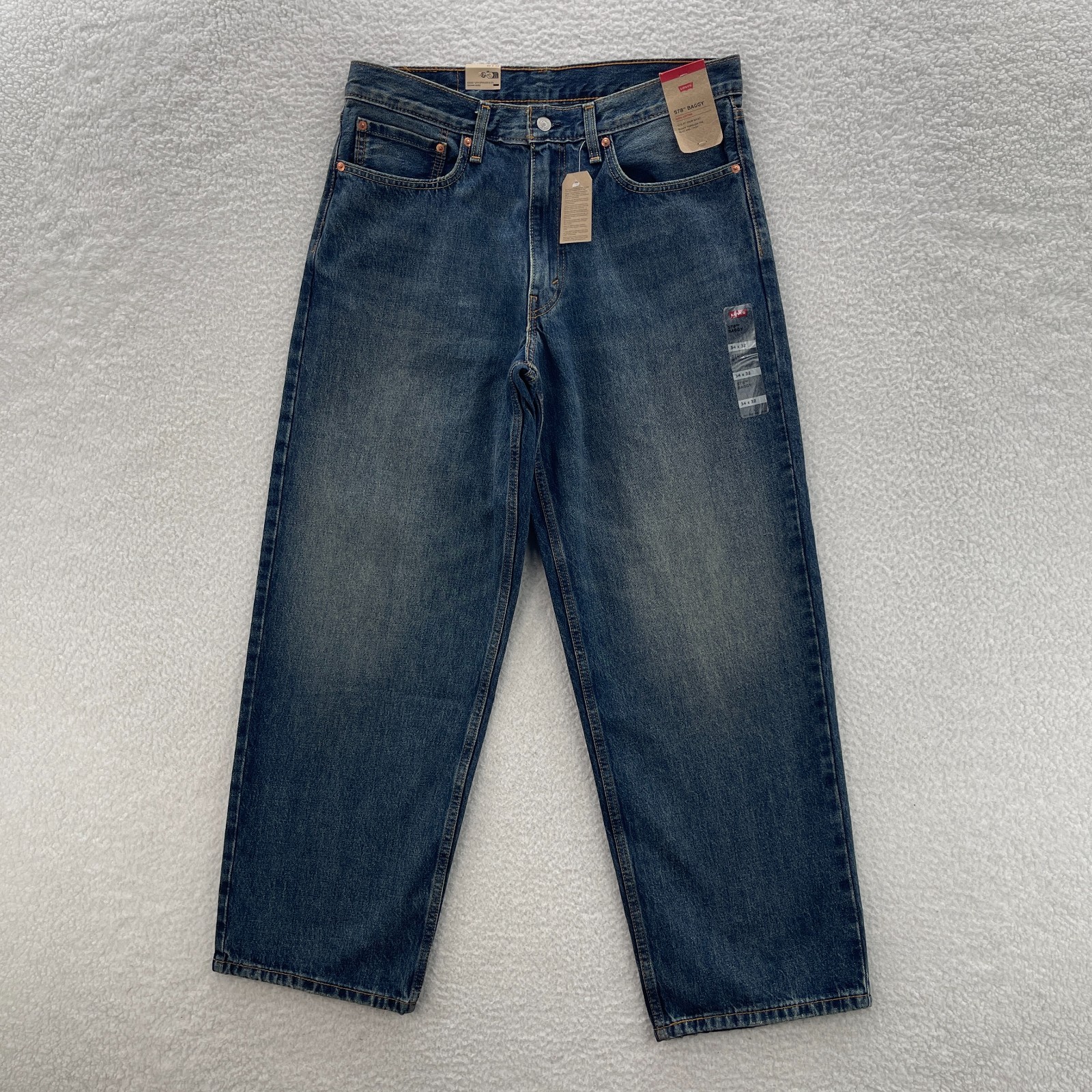 Levis Jeans Mens 34×32 Blue 578 Baggy Medium Wash Denim Y2K Skater Wide Leg 90s