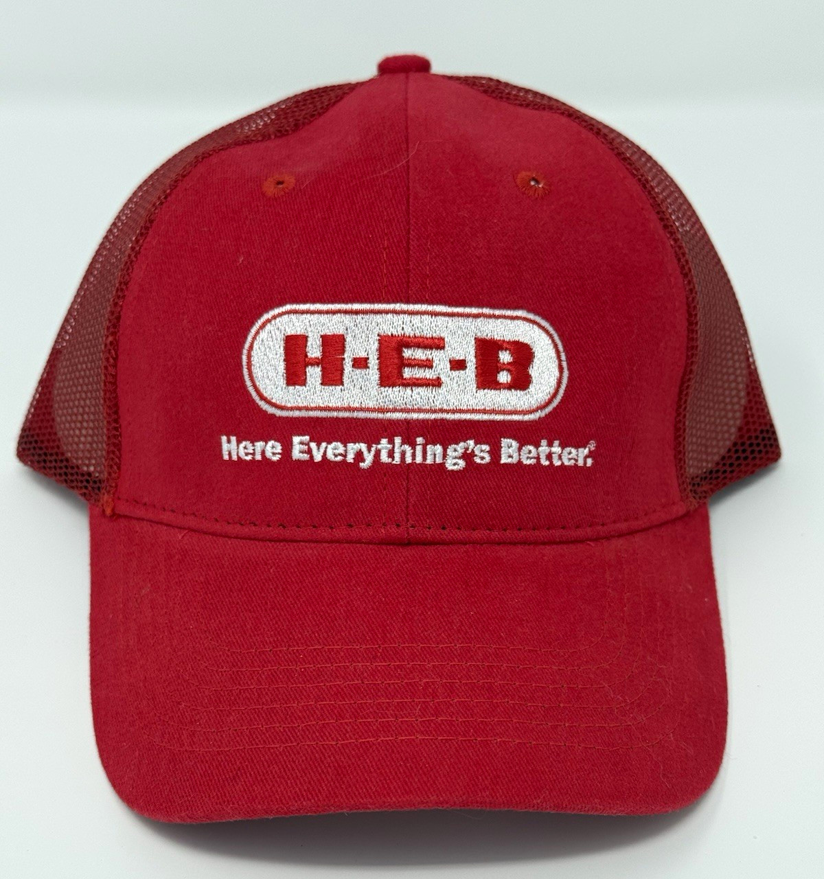 H-E-B Here Everything’s Better Red Mesh Back Trucker Hat Cap One Size