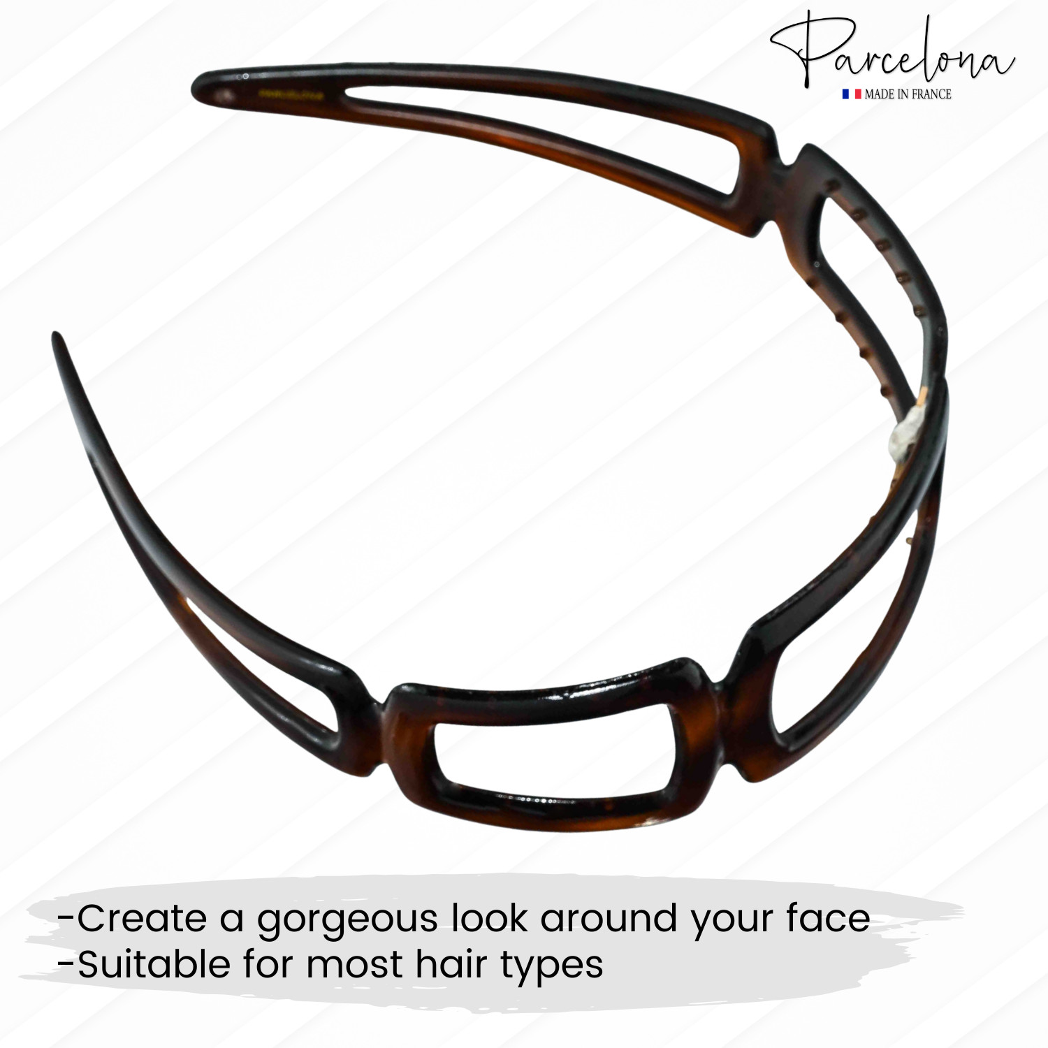 Parcelona Open Geometric Tortoise Acetate Headband French Lightweight Hairband