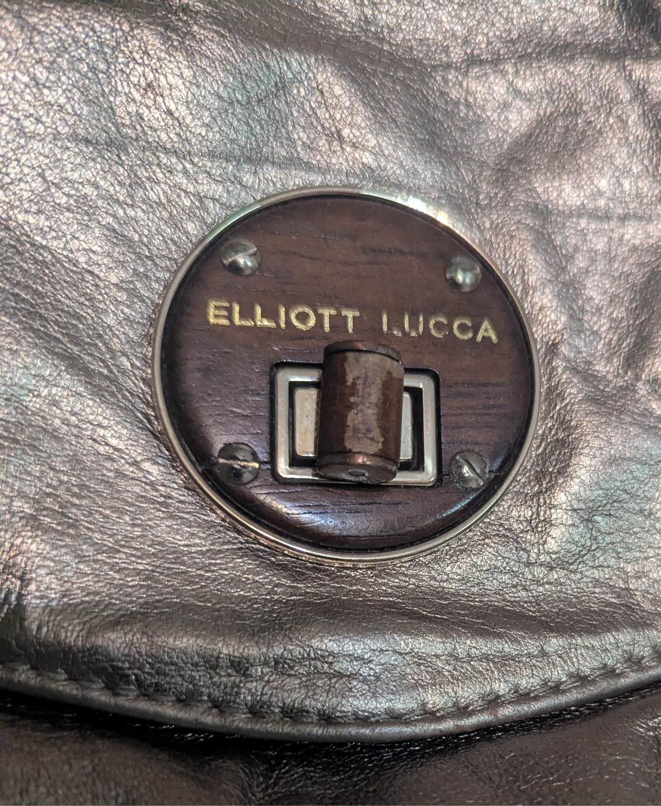 Elliott Lucca Leather Roma Leather Satchel Shoulder Handbag Metallic + Strap
