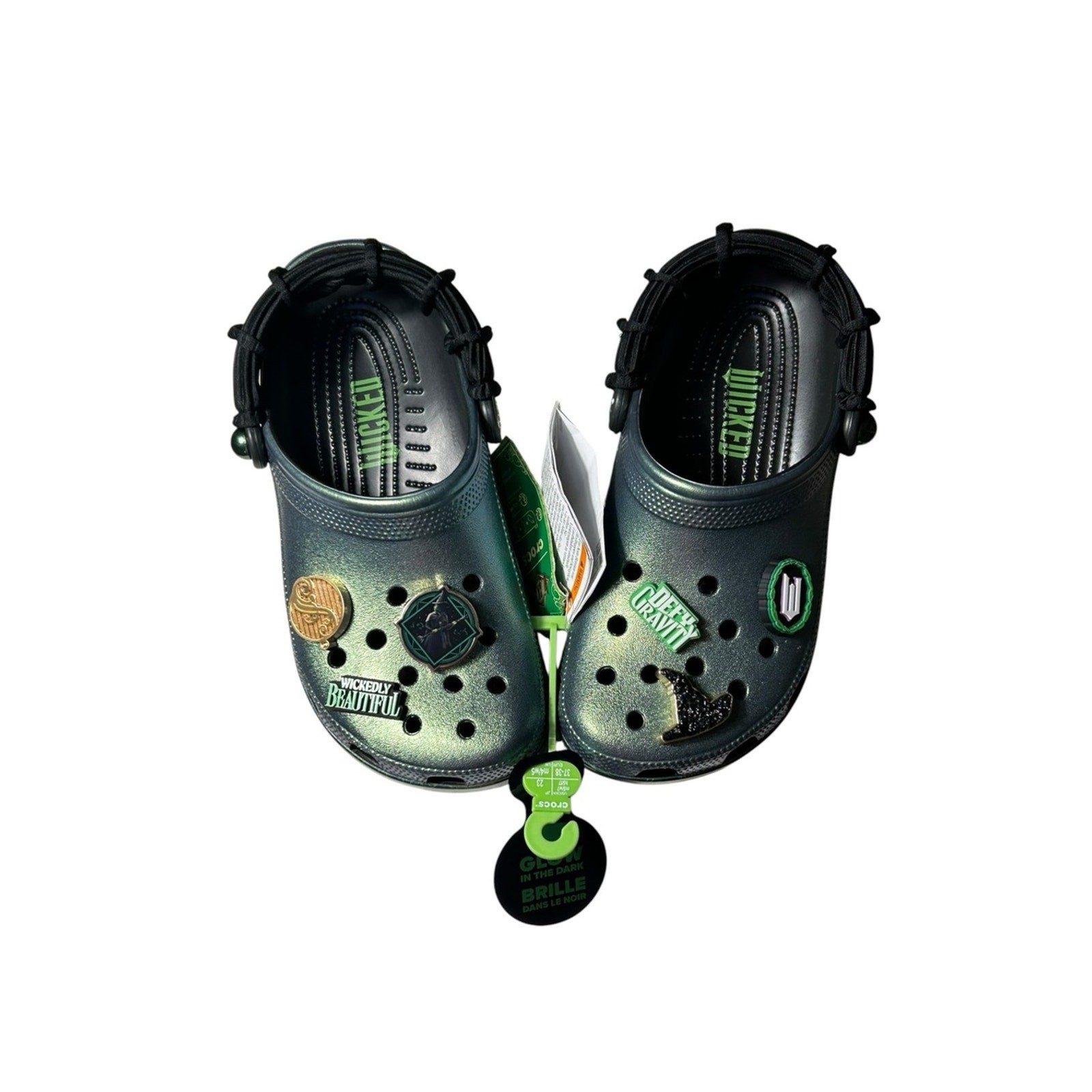 NWT Limited Edition Wicked x Crocs Classic Glow in the Dark Clog ‘Elphaba’ M5/W7