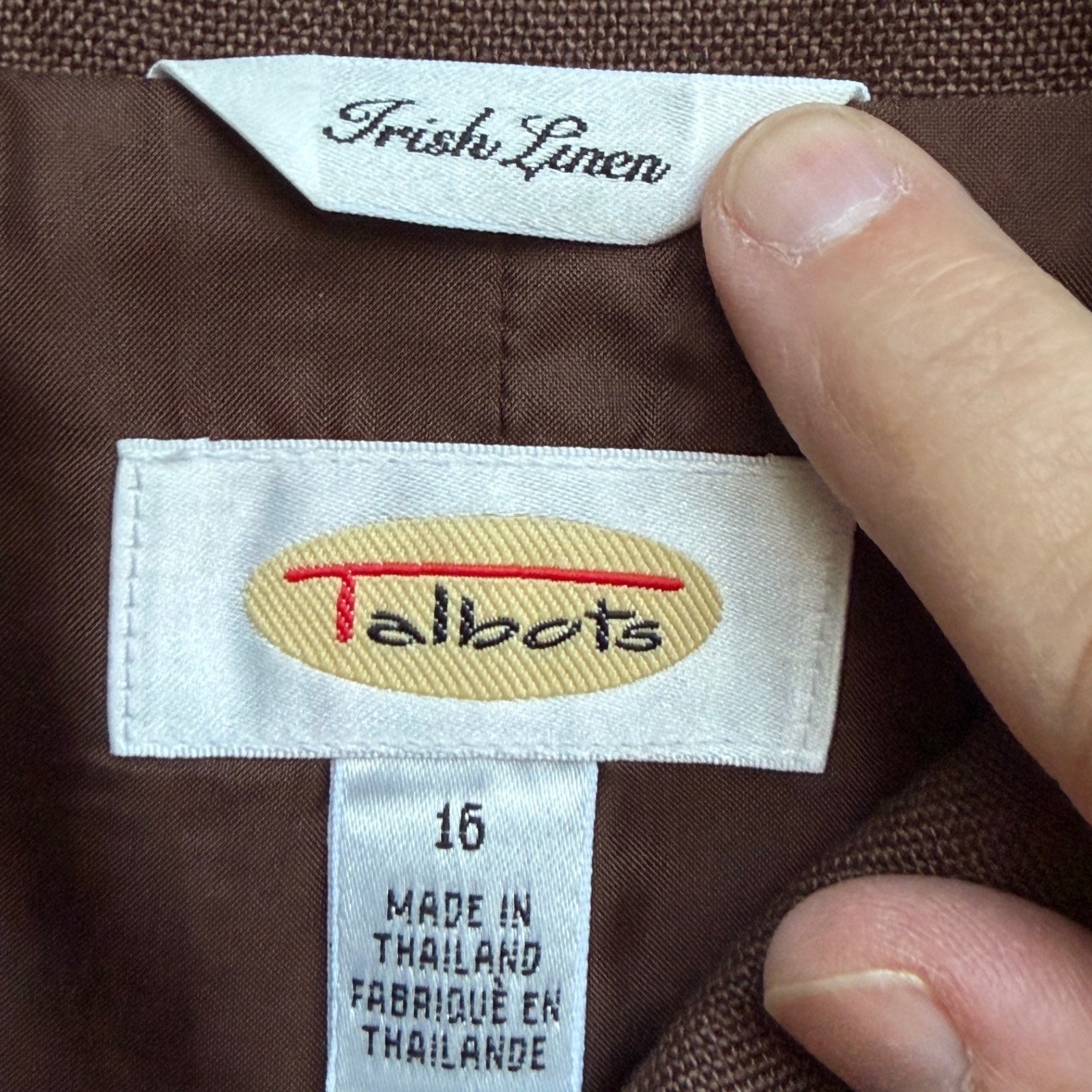Talbots Irish Linen Safari Field Jacket Womens 16 Chocolate Brown Utilty Blazer