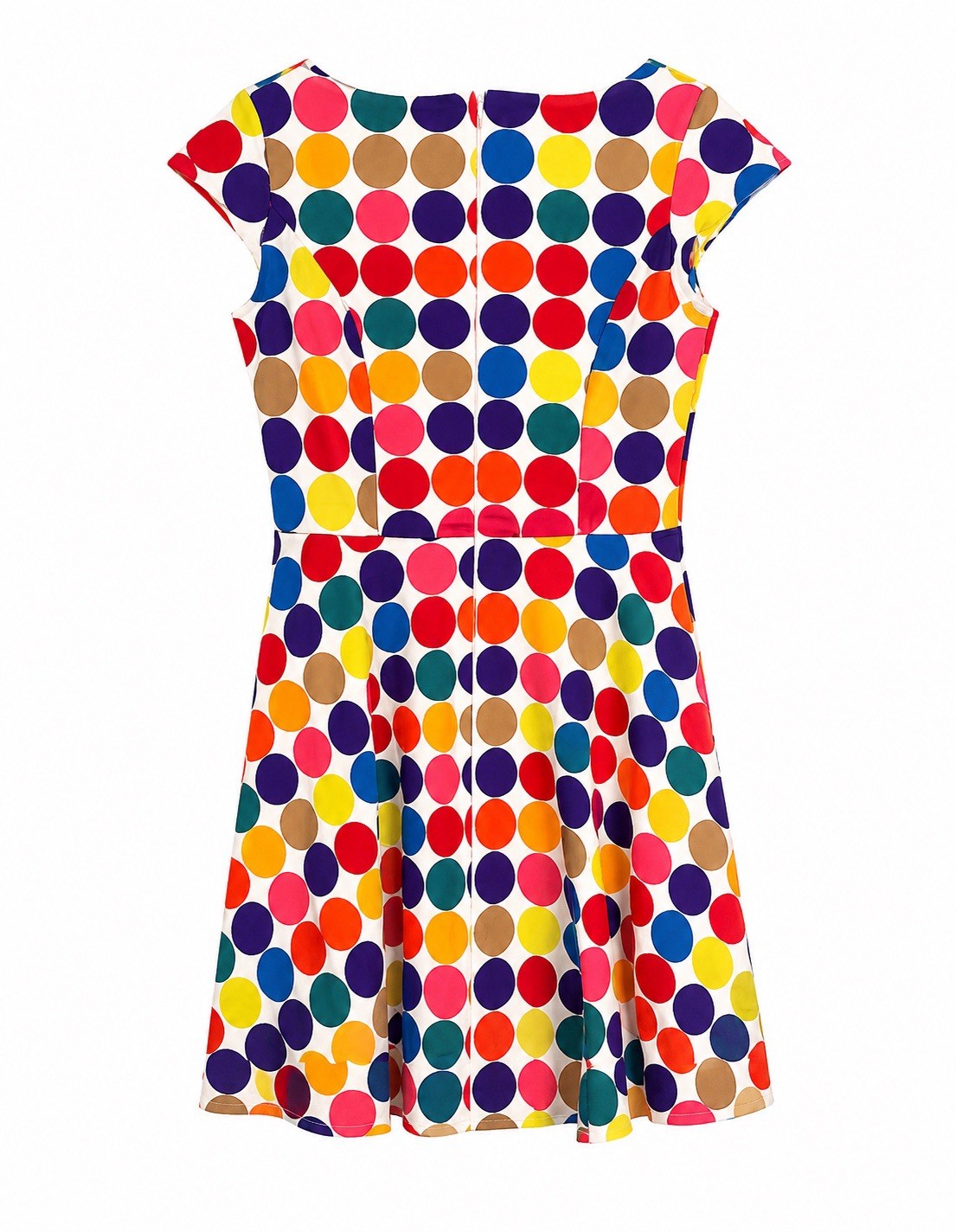Pukavt Women’s Retro Rockabilly Swing Dress Rainbow Polka Dot 50s Pinup Size XL