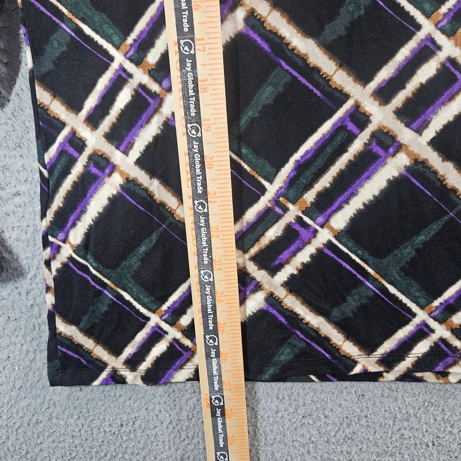 Chicos Womens Mock Neck Top Size 2 Large Black Purple Plaid Long Sleeve Rayon