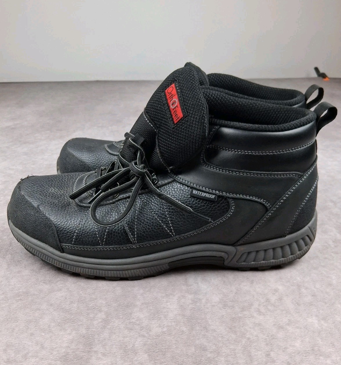 OrthoFeet Hunter Boots Mens 13 EE Black Leather Waterproof Shoes 488 2E Wide