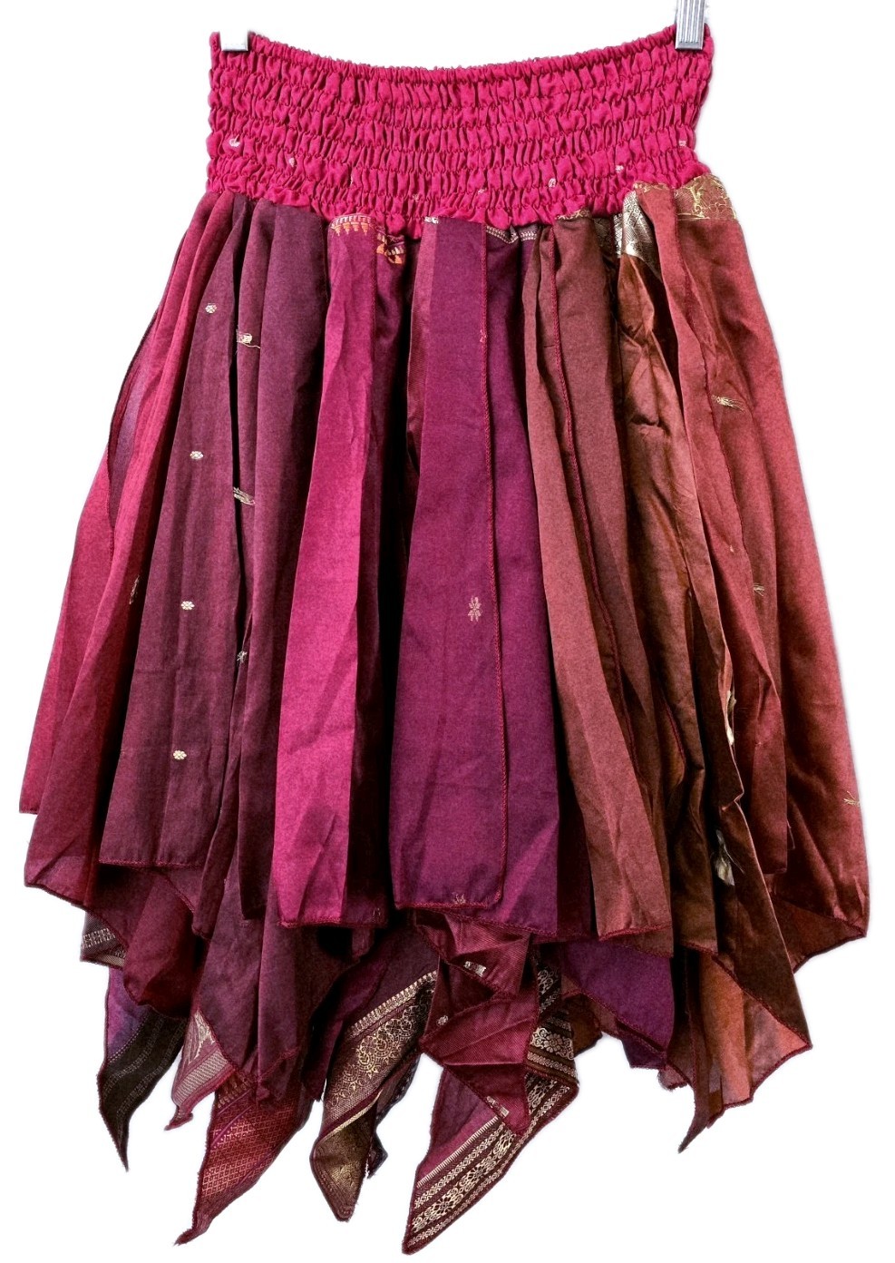 ~tav~ Silk Gypsy Fairy Pixie Peasant Asymmetrical Boho Handkerchief Skirt ~ #431