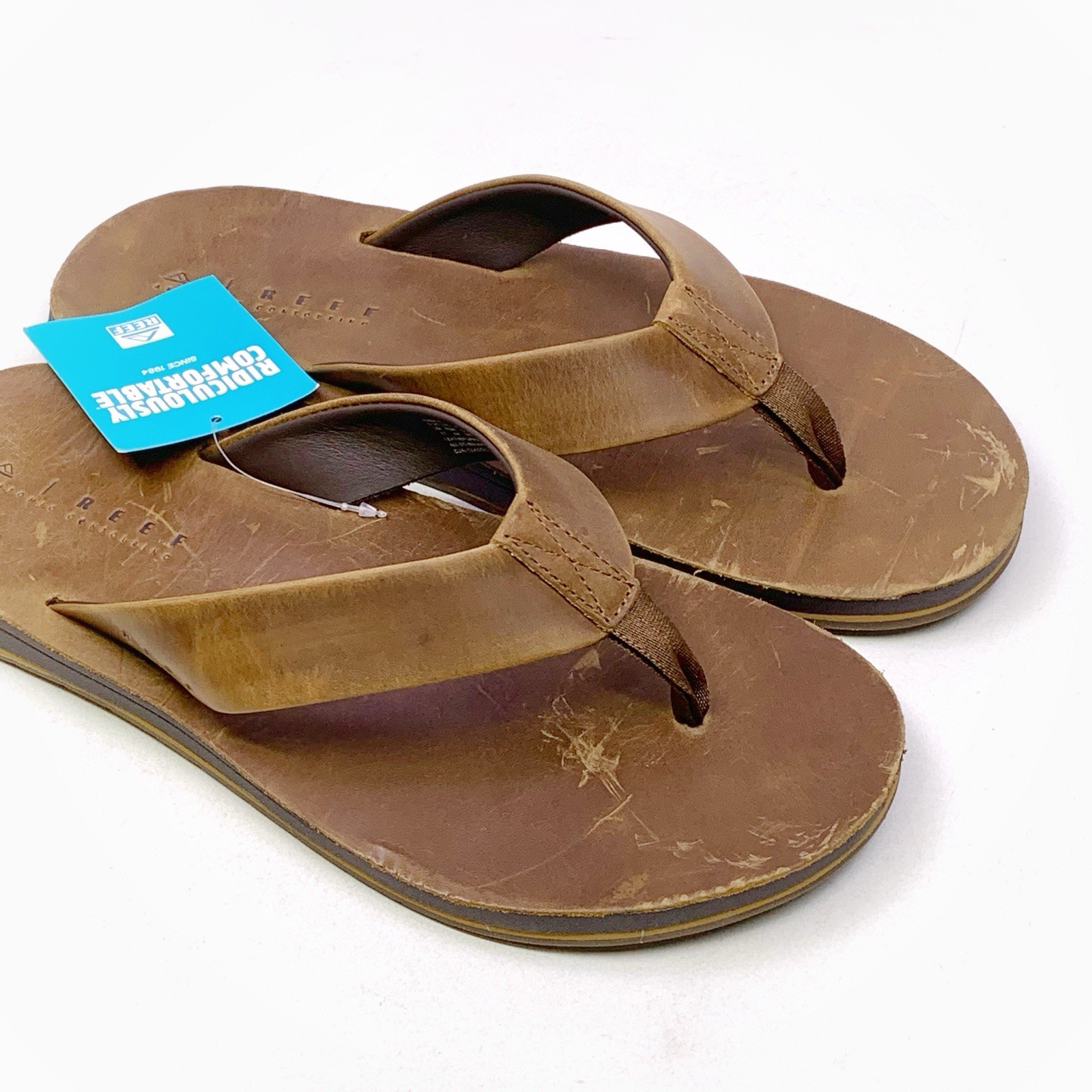 Reef Mens Ojai Classic Dark Brown Flip Flop Cushion Sandals Men’s Sizes **READ**