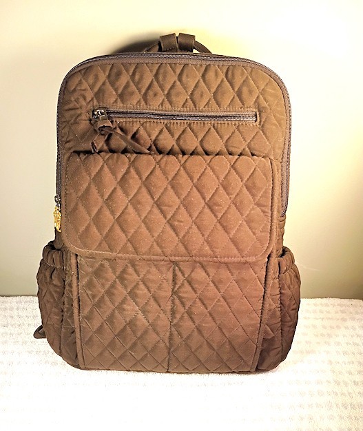Vera Bradley Chocolate Brown Quilted Essential Backpack w/ Adjustable Straps