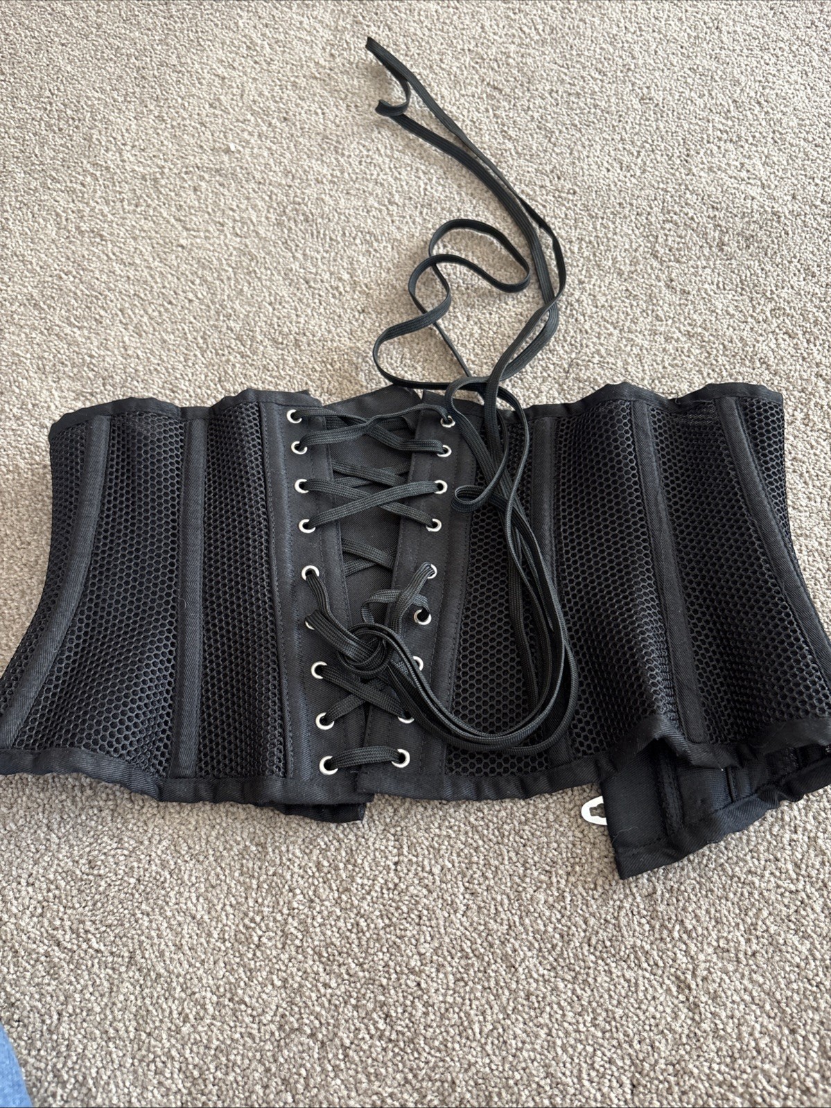 Women’s black corset size small fishnet look Lace Up Front