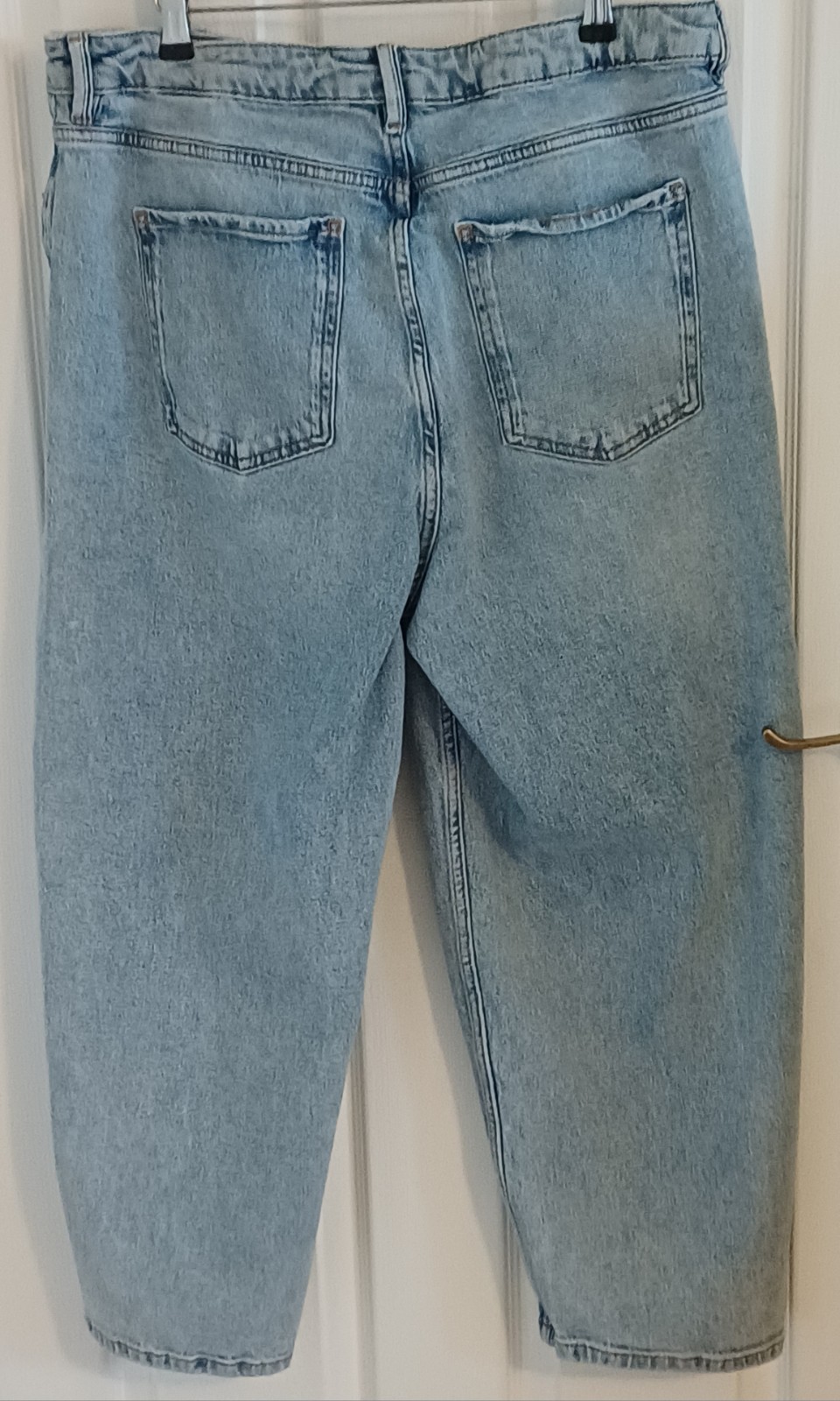M&S Carrot Leg Jeans UK 18 Regular Light Indigo Ankle Grazing With Stretch