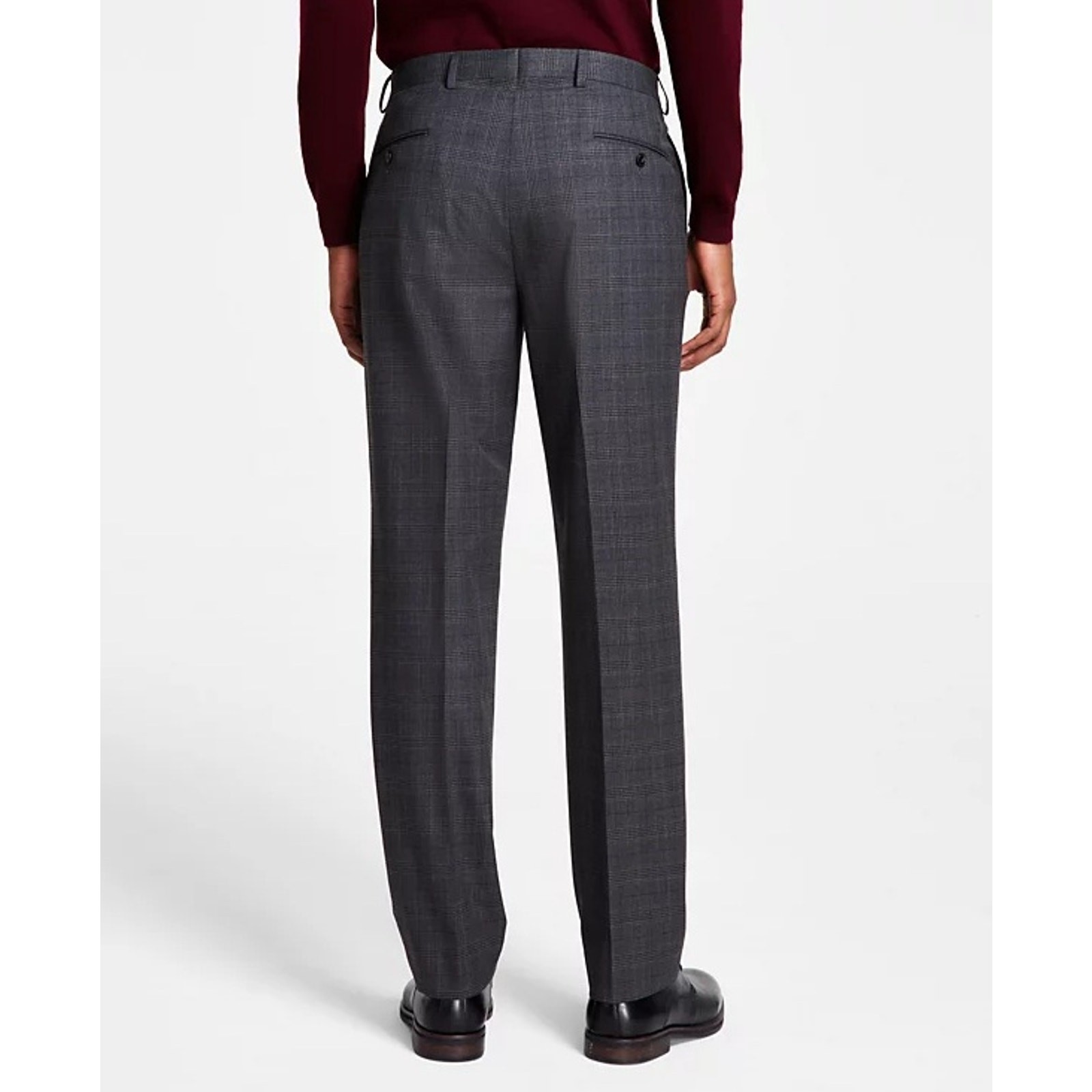 Michael Kors Men’s Dark Grey Plaid Marvin Classic Fit Dress Pants Size 34W 34L