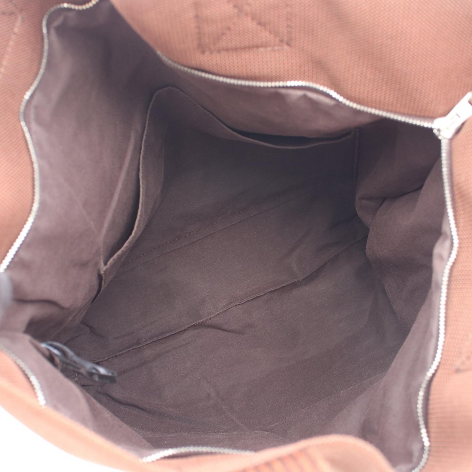 HERMES Herline Cabas Tote hand Bag canvas Nylon canvas Brown Used unisex SHW