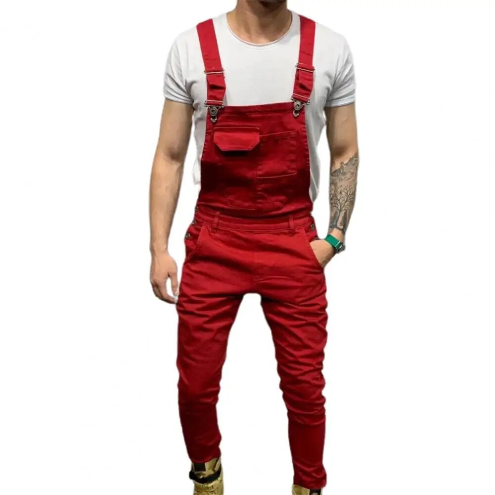 Men Suspender Denim Jeans Dungarees Overalls Romper Jumpsuit Bib Pants Trousers