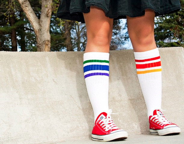 Pride Socks Rainbow Under the Knee High Striped Tube Socks