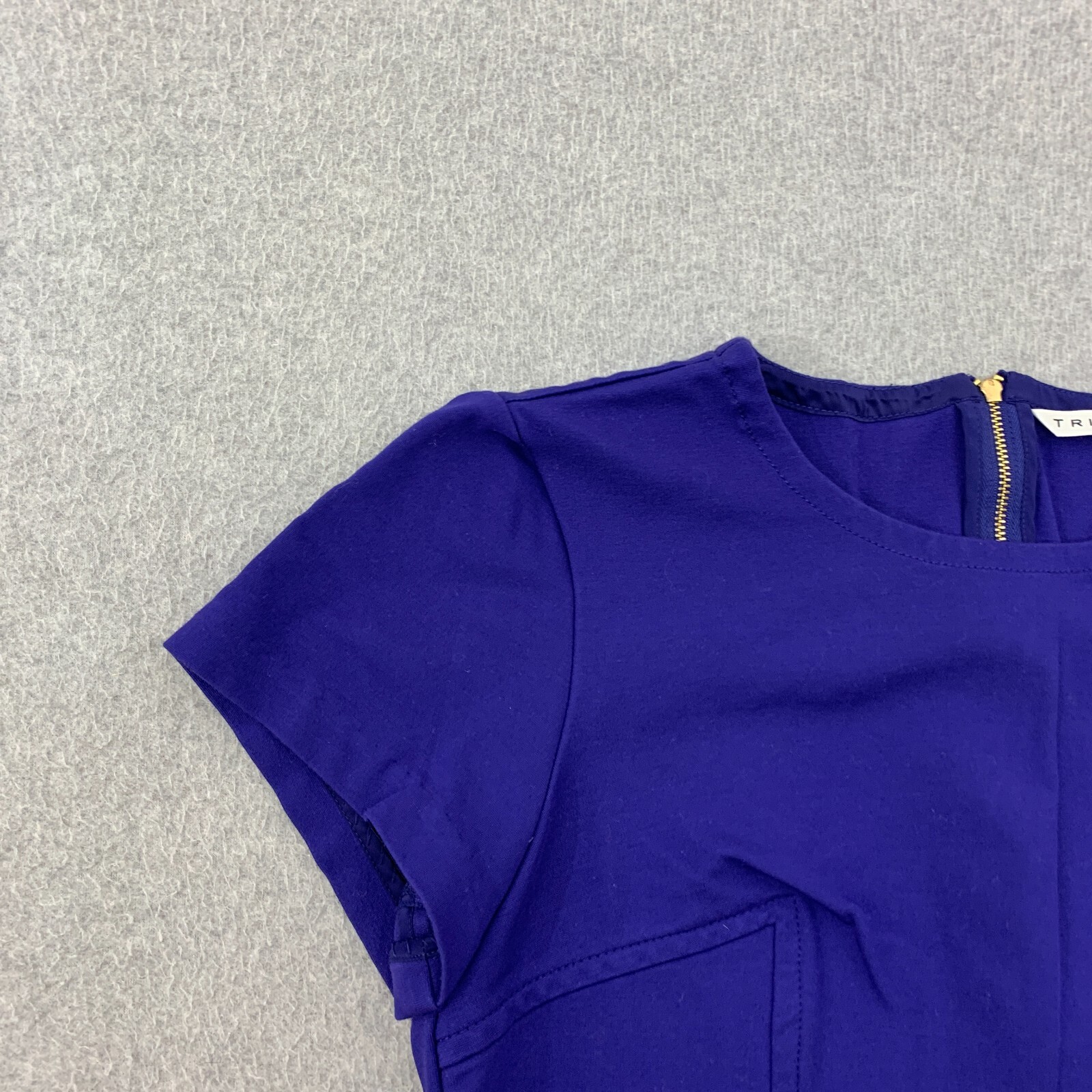 Trina Turk Top Womens Size 12 Blue Stretch Crop Zipper Closure