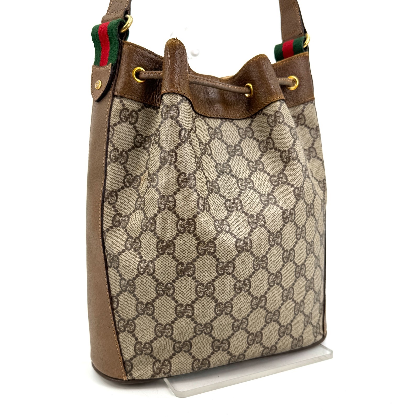 Vintage GUCCI Sherry Shoulder Bag Drawstring GG