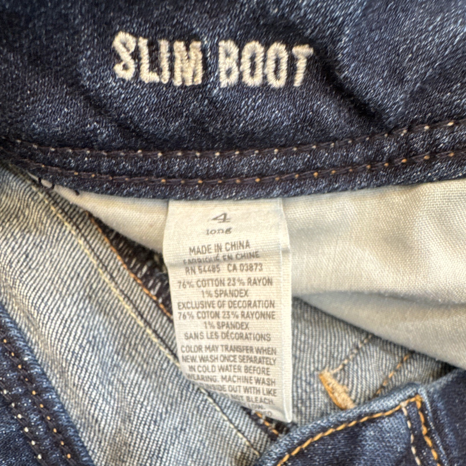 American Eagle Women’s Sz 4 Long Slim Fit Bootcut Jeans Dark Wash Stretch 2012