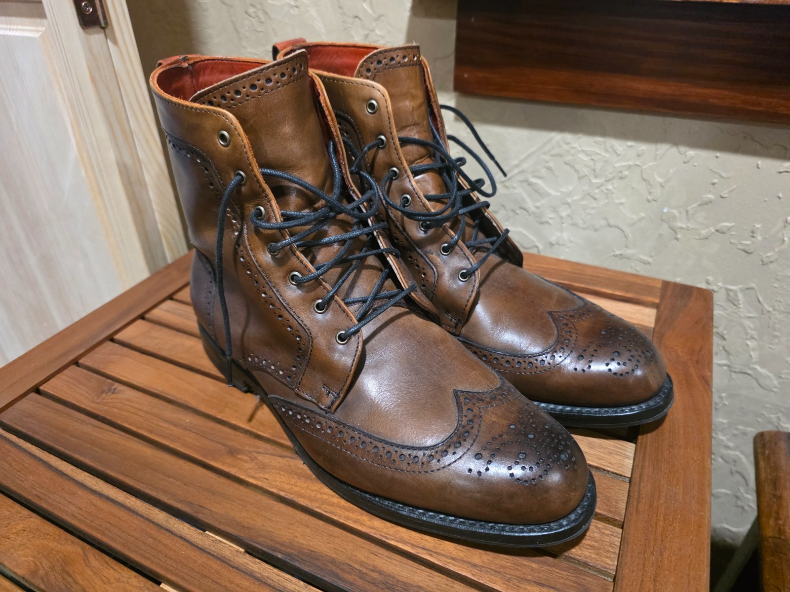 ALLEN EDMONDS 9EEE DALTON BOURBON WINGTIP BOOTS 9 3E