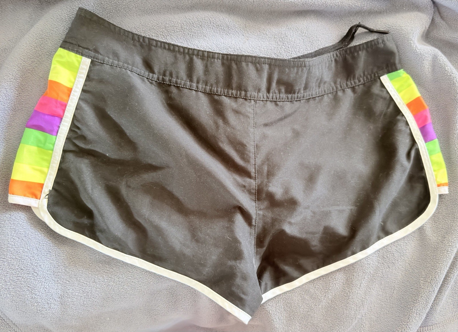 Vintage OP Ocean Pacific Women’s Board Surf Shorts Black Neon MEDIUM (7/9)