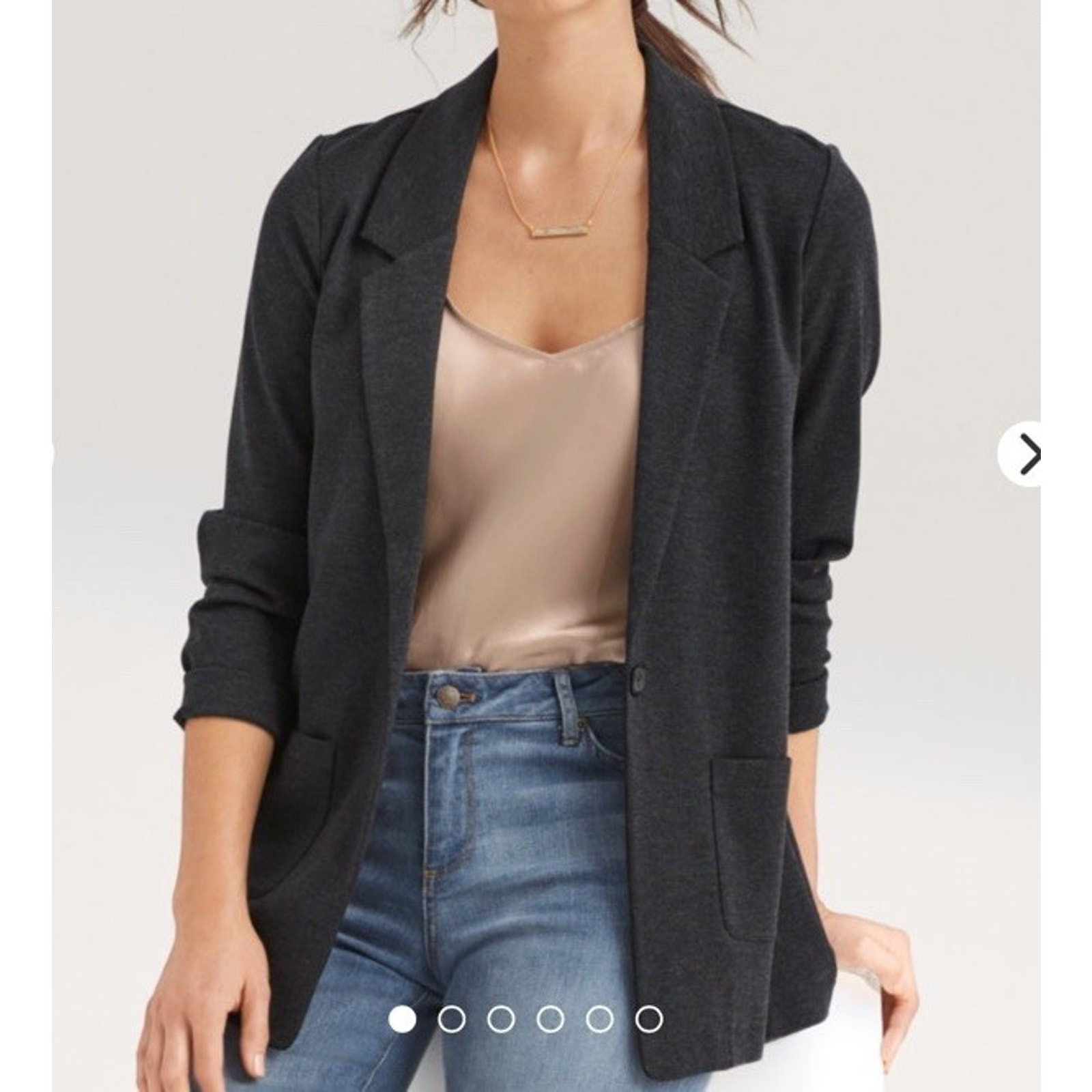 Garnet Hill Knit Relaxed Blazer Jacket Womens Black Heather Stretch Sz 18 NEW