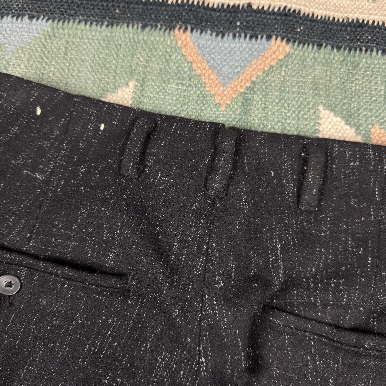 Vintage 50s Black Wool Fleck Rockabilly Pleated Trouser Dress Pants Size 28×29