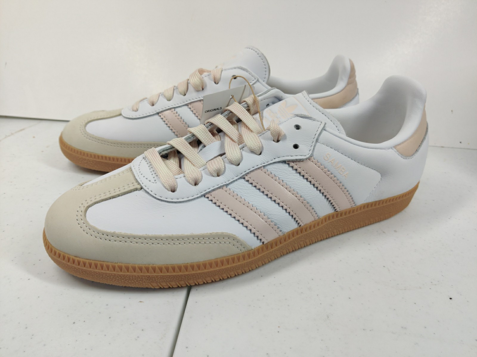 Adidas Womens 9.5 Samba OG Cloud White Wonder Quartz Gum Shoes JS1351