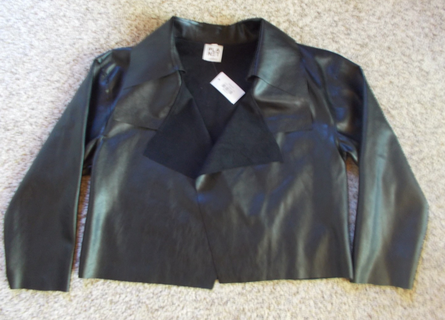 NWT $324 PLANET Lauren G Faux Black Suede Leather Jacket Microfiber sz 1 6 8 S M