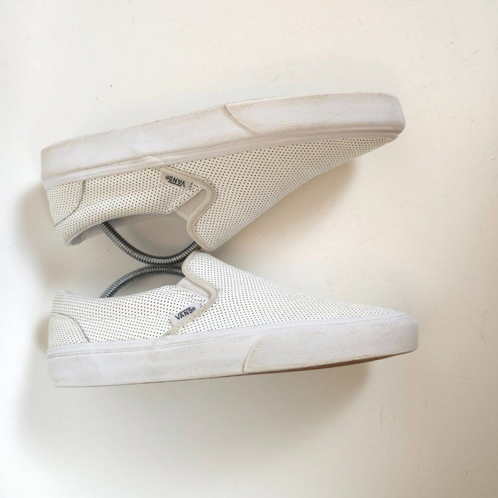 Vans Classic Slip-On Perforated White Leather Sneakers Unisex