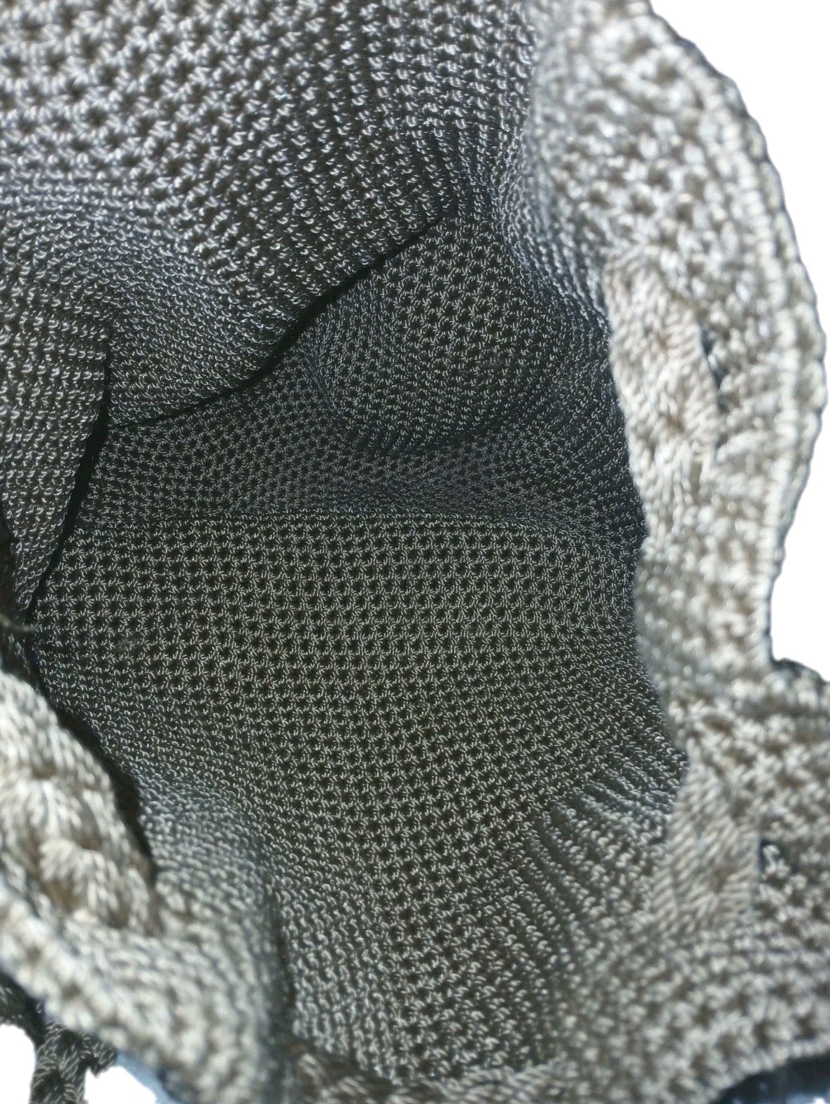 The Sak Crochet Backpack Light Brown Drawstring Tight Woven Purse Boho Sm Defect