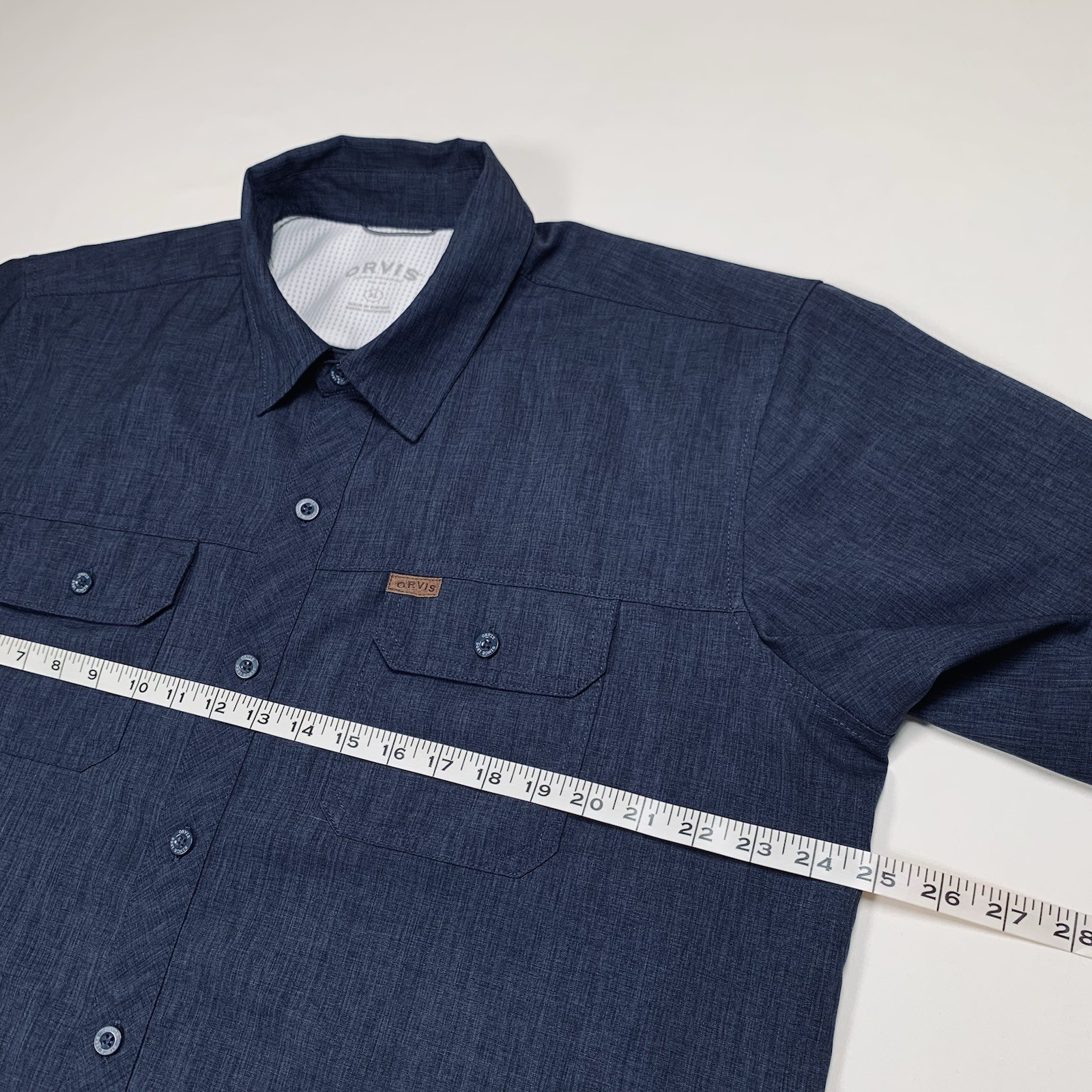 Orvis Classic Collection Shirt Men XL Blue Short Sleeve Quick Dry Tech Button Up
