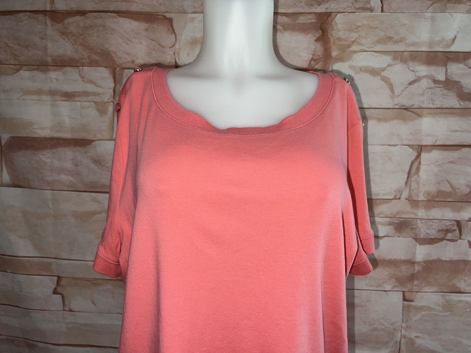 Talbots Woman Stretch Weekend Tee Top Short Sleeve Pink Sz 2X NWOT