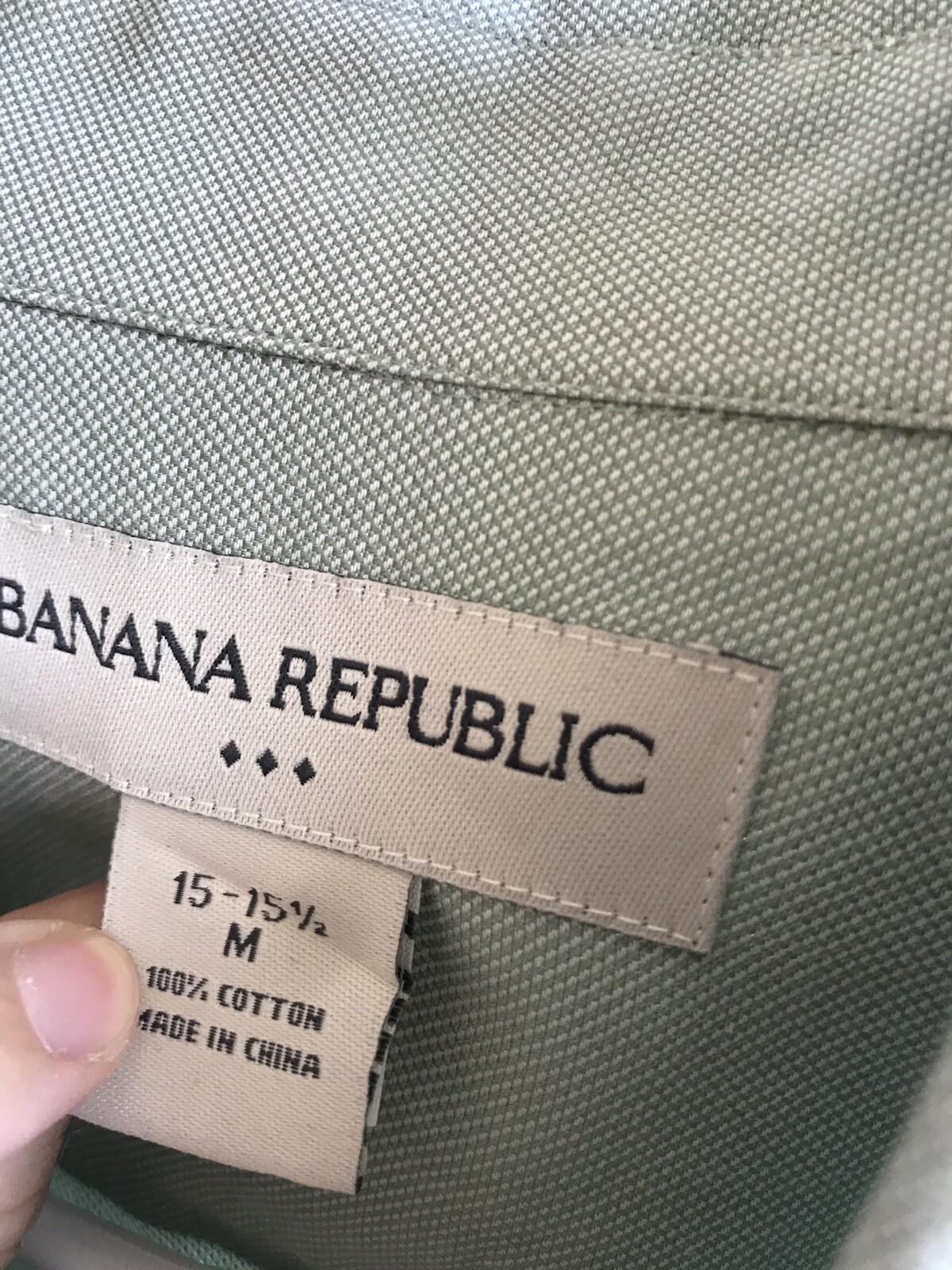 Banana Republic Light Green Button Down Dress Shirt double cuff Sz 15-15 1/2