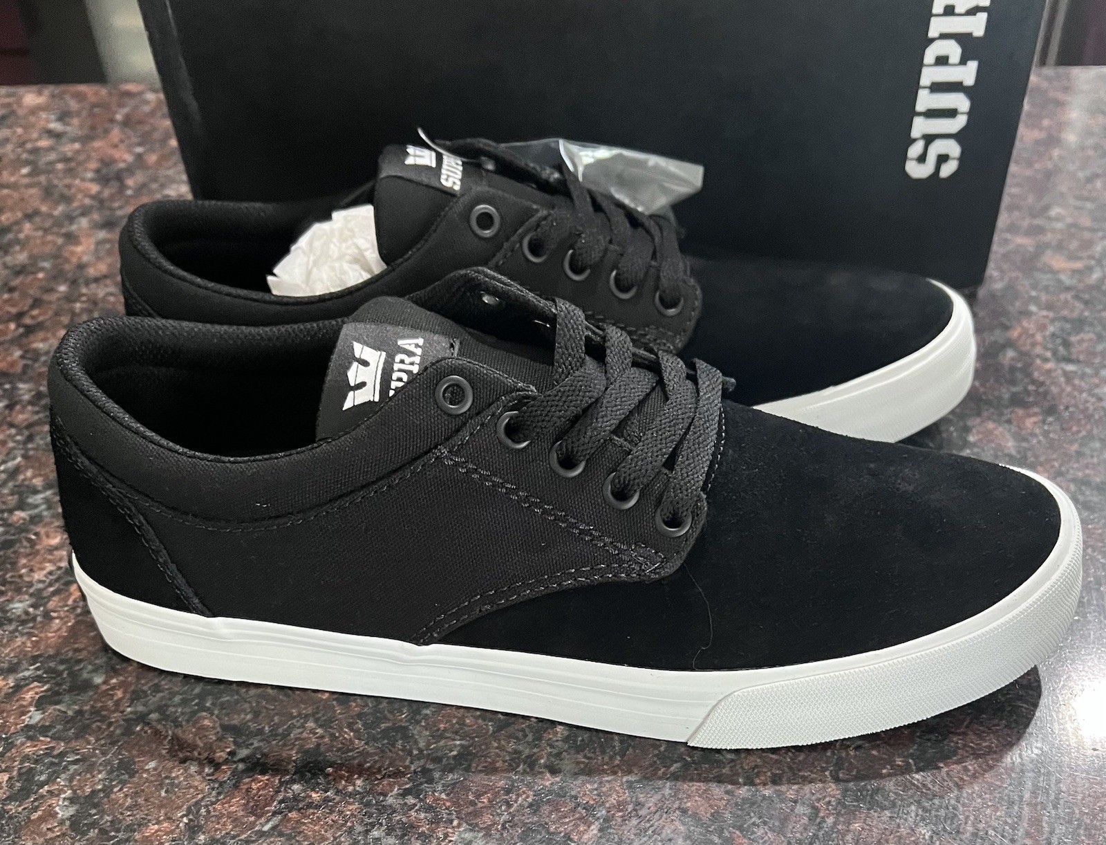 Supra Mens Sneakers Chino Black-White Size11- 08051-002-M