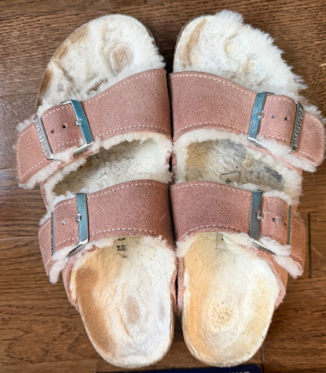 Birkenstock Arizona Shearling sandals Pink Clay size 39 (US 8-8.5) w/box used