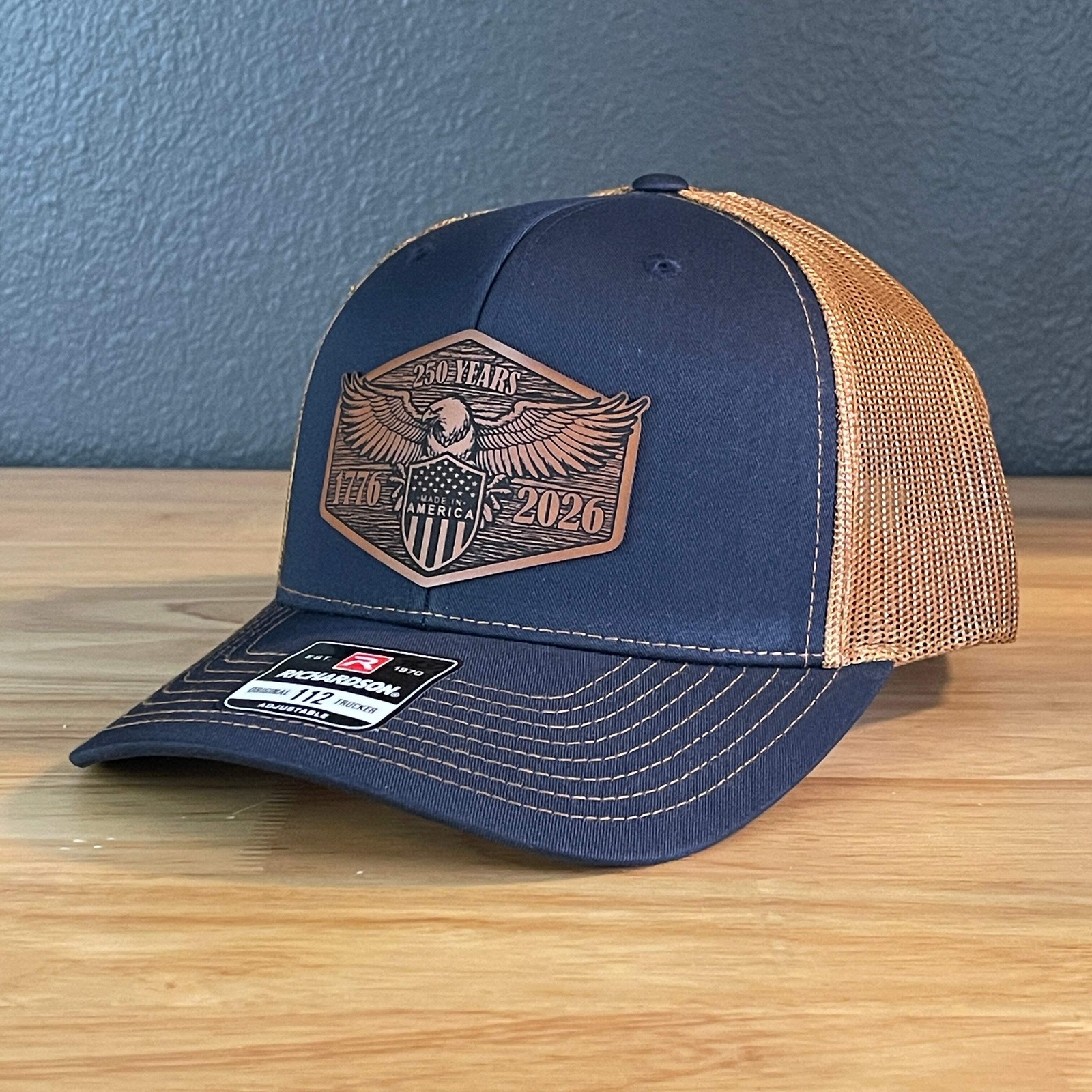 USA 250th Anniversary America 1776-2026 Eagle Patriotic Leather Patch Hat