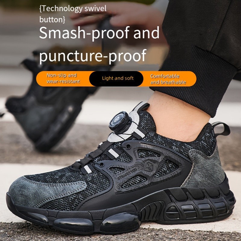 Work Shoes Mens Anti-Smash Steel Toe Puncture-Resistant Sneakers Security Boots