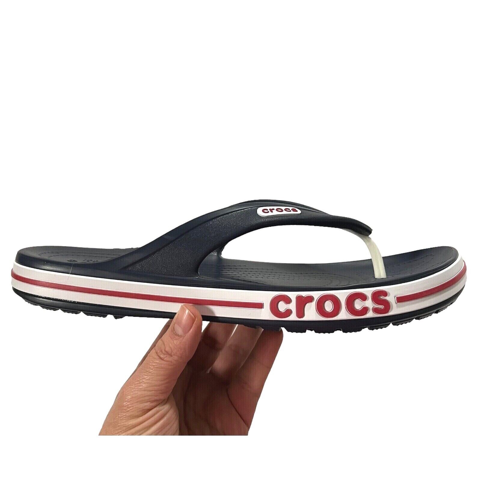 Crocs Bayaband Mens Flip Flop Sandal Sz 10 Navy Blue Water Friendly Lightweight