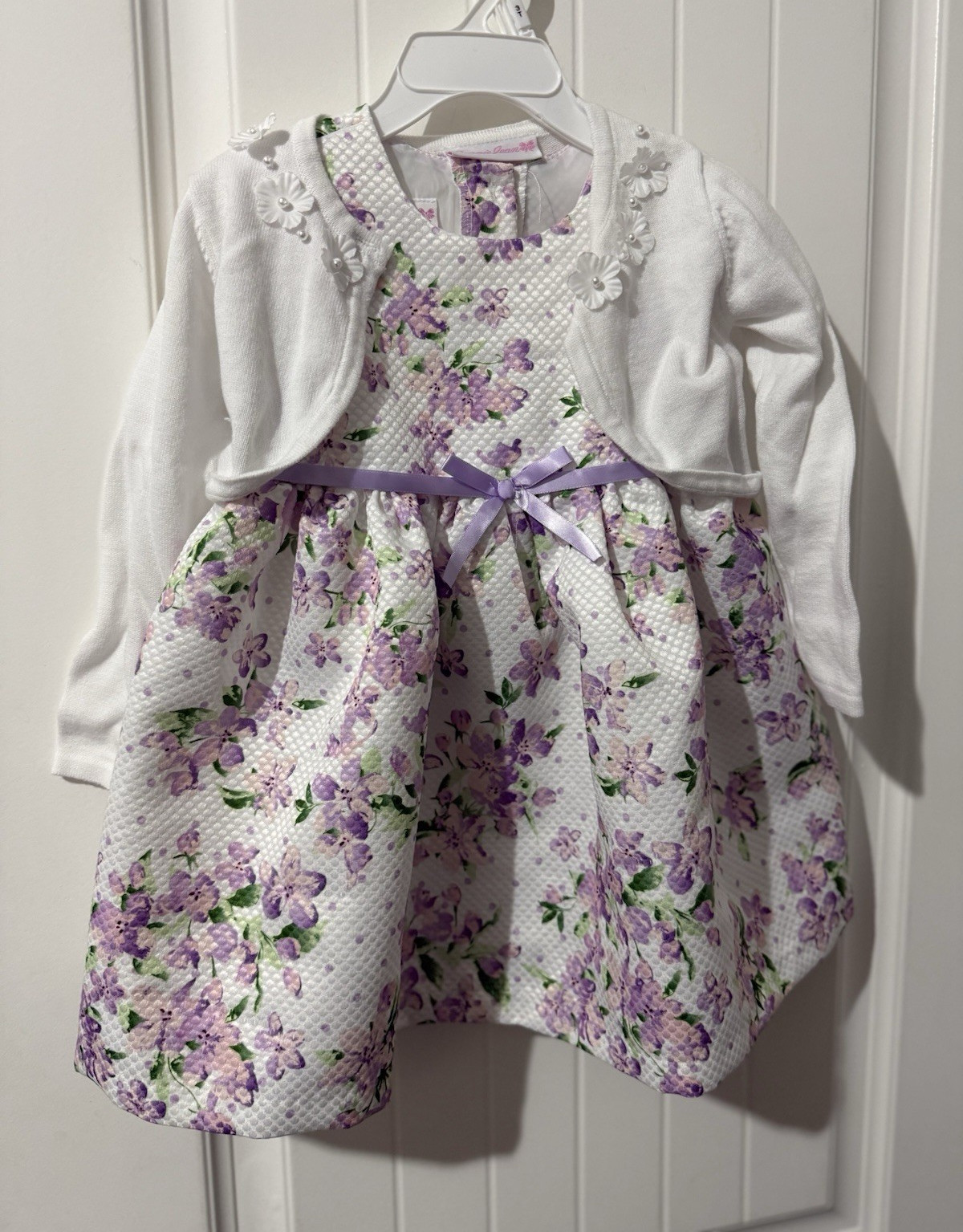 Bonnie Jean Girls 2/2T Purple Floral 3-Pc Dress Coat Shrug Set Party R64896-CL