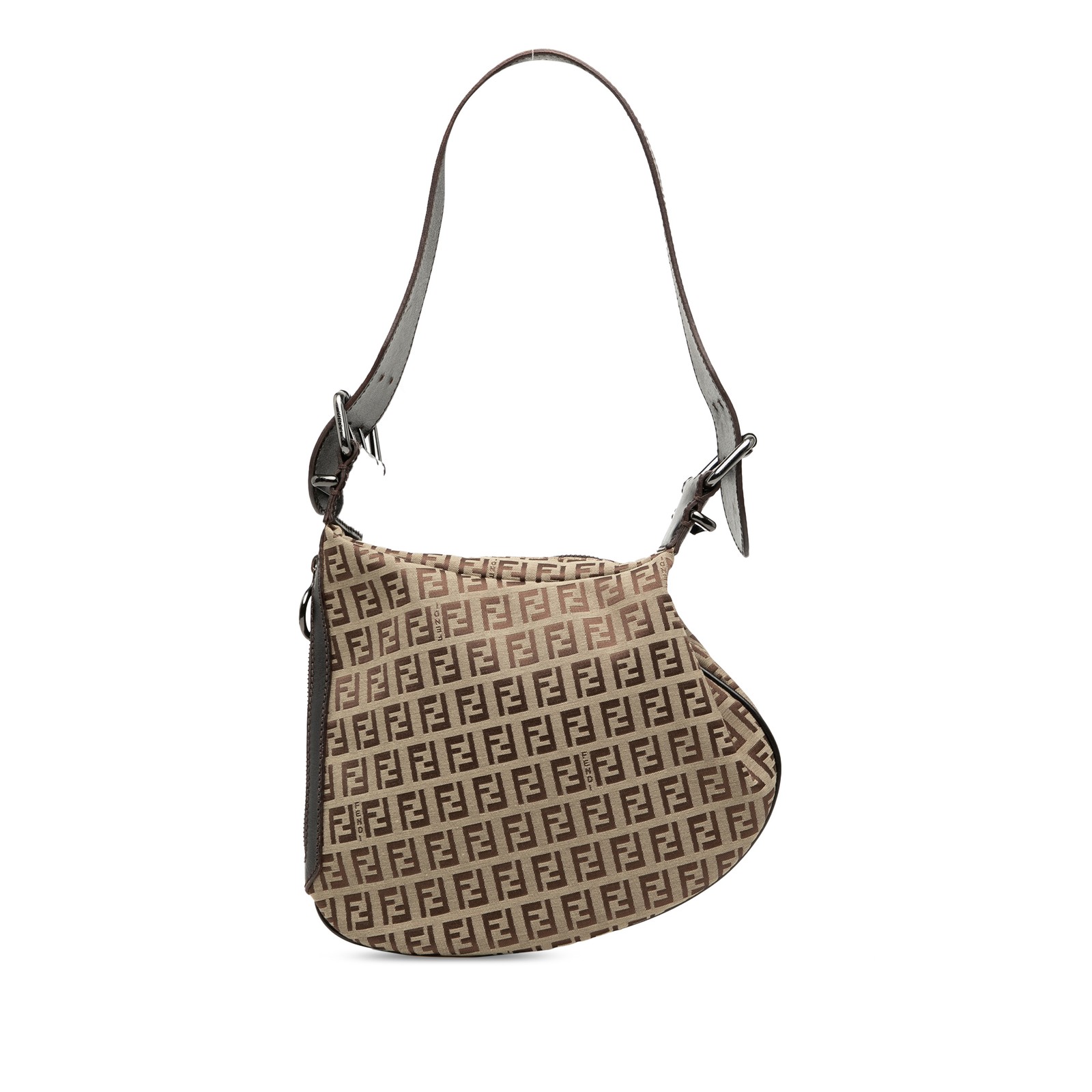 Fendi Zucchino Oyster Shoulder Bag Pre-Loved Beige